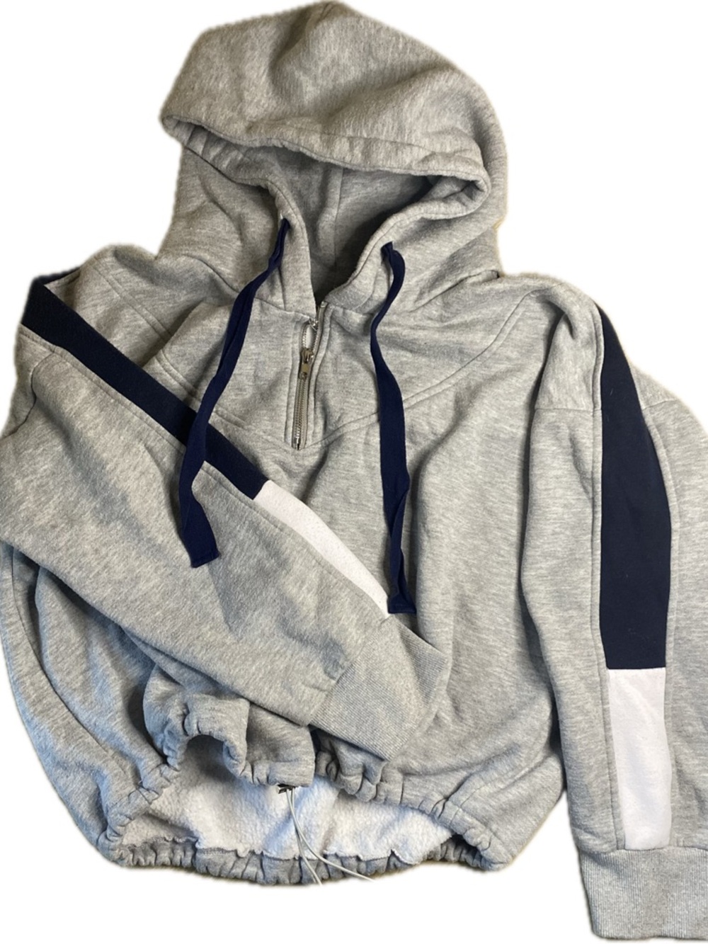 Fashion Nova Light Gray Half-Zip Hoodie